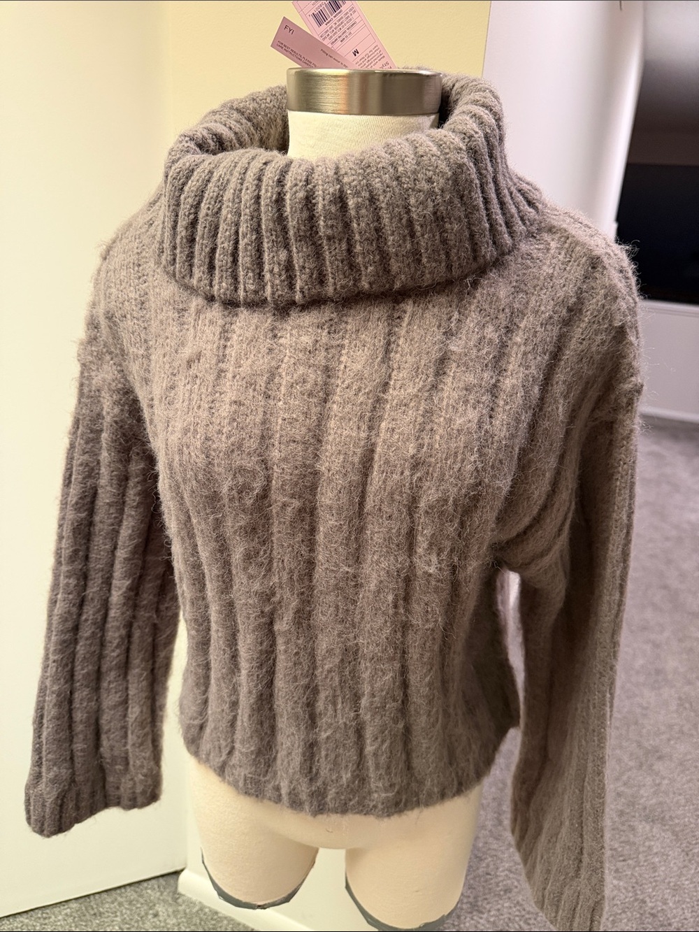 wild fable Ribbed Cowl Neck Sweater - Taupe